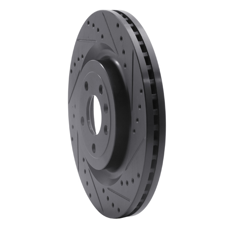 Ford Flex Brake Rotor (1) - Front Right - R1 Concepts - Drilled & Slotted - Black - `13-`19